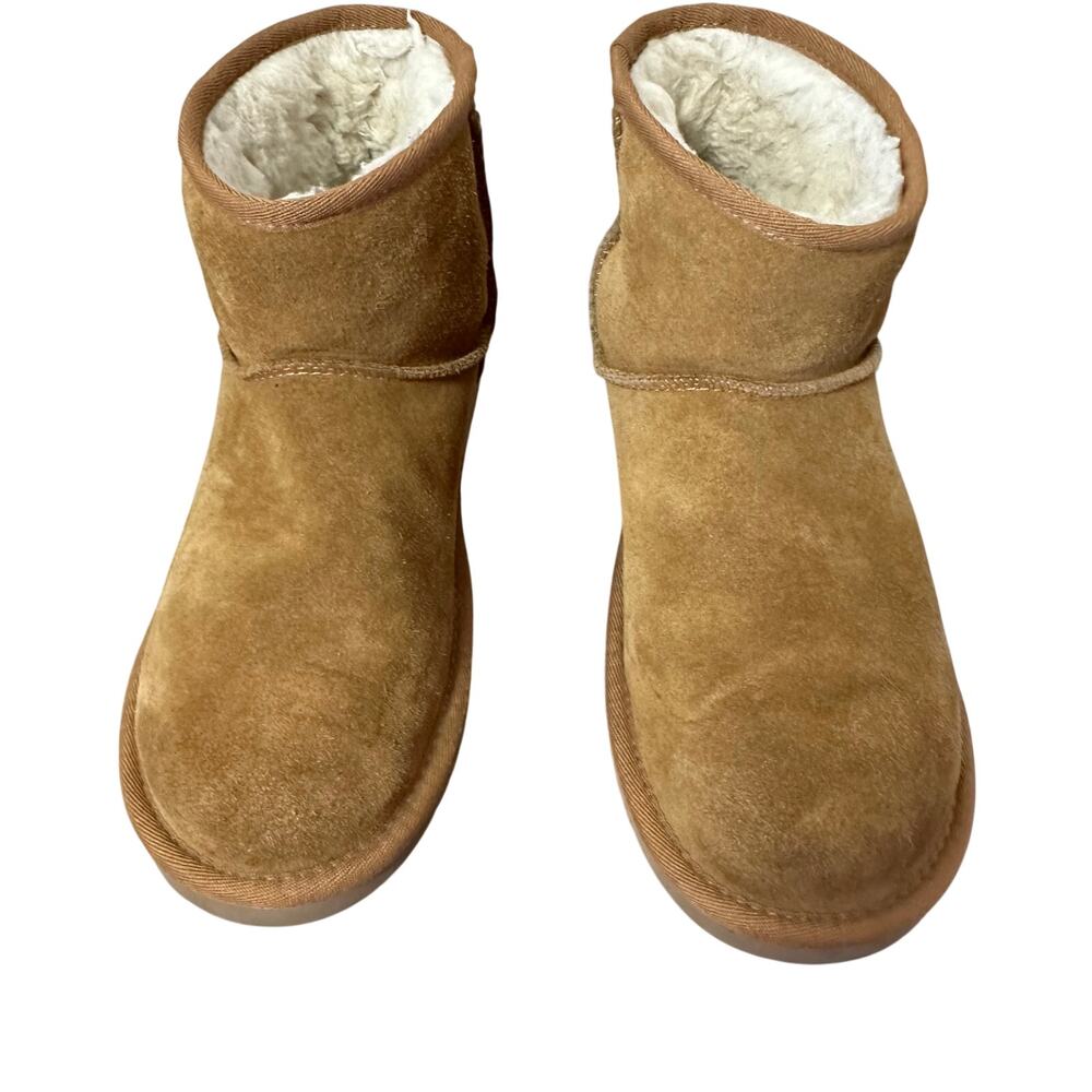 Koolaburra by UGG Mini Boots Womens 8 Chestnut Brown Suede Cozy Ankle